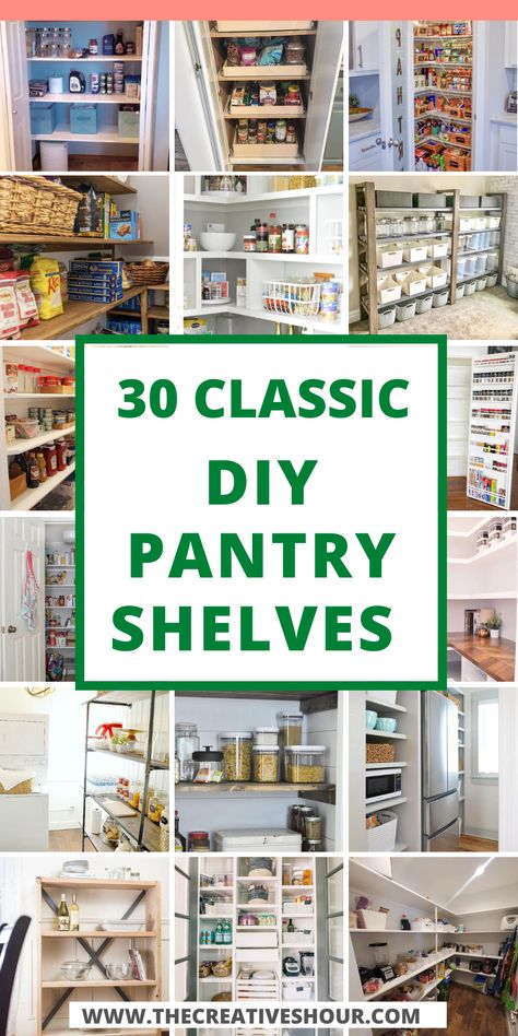 Don't let limited space limit your pantry dreams! Build DIY free-standing pantry shelves that are both practical and aesthetically pleasing. Using affordable materials and clever design, you can create a custom storage solution that maximizes every inch of your small pantry. From adjustable shelving to creative storage containers, this project will help you conquer clutter while adding a touch of charm to your kitchen. Diy Small Walk In Pantry Ideas, Pantry Organization Diy Cheap, Pantry Wall Storage Ideas, Pantry Bulk Storage, Diy Apartment Pantry, Best Pantry Shelving, Small Kitchen Diy Storage, Pantry Shelf Measurements, Long Pantry Shelves