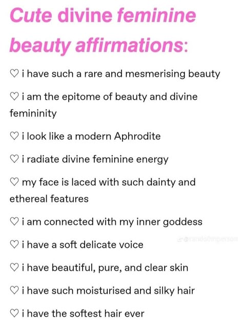 Divine Feminine Affirmations, Body Affirmations, Feminine Affirmations, Lady Aphrodite, Beauty Affirmations, Sacral Chakra Healing, Self Concept Affirmations, Manifesting Affirmations, Spirituality Affirmations