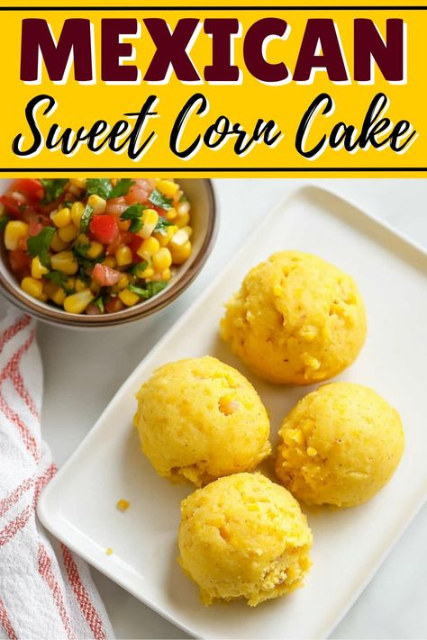 This Mexican sweet corn cake is so tempting and delicious! You can serve it as a dessert or as an accompaniment to savory dishes like chili. Sweet Mexican Corn Cake, Mexican Corn Cakes Recipe, Sweet Corn Cakes Mexican, Sweet Corn Dessert, Corn Cakes Mexican, El Torito Sweet Corn Cake Recipe, Sweet Corn Tomalito Recipe, Sweet Corn Cake Recipe, Mexican Corn Cake