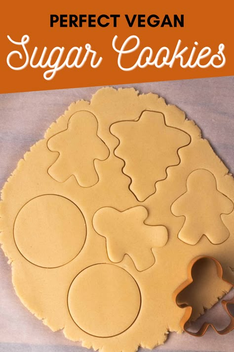 The perfect dairy-free, egg-free, Vegan Sugar Cookies with icing. No chilling required, and these vegan cookies are easy to make in just 1-bowl. Plus, no chilling is required! Vegan Cutout Sugar Cookies, Vegan White Chocolate Chip Cookies, Vegan Sugar Cookies Recipe, Gf Vegan Sugar Cookies, Sugar Cookie Recipe Vegan, Easy Gluten Free Vegan Dessert, Vegan Vanilla Cookies, Easy Vegan Sugar Cookies, Vegan Cookies No Butter