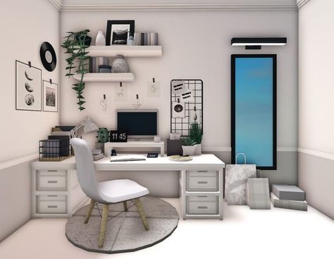 ⁀➷ star on Instagram: "minimalist study area 📝 ——— likes, follows, saves, story shares and comments are appreciated! (MESSAGE ME IF YOU WANT ME TO BUILD FOR YOU!) ——— Value: around 15k ——— —> gamepass used: •Advanced placement ——— inspired by • @yumekookiepie decals • @bloxburgstuffs ——— please do not repost without my permission ⚔️ [tags] #roblox #bloxburg #robloxbloxburg #robloxbloxburg #bloxburghouse #bloxburghome #bloxburgbuild #bloxburgbeta #interiordesigner #bloxburgbuilder Cute Bloxburg Apartment Ideas, Bloxburg House Decor Ideas Bedroom, Roblox Roville Bedroom Ideas, Bloxburg Room Layout Ideas, Bloxburg Ideas Office, Bloxburg House Inspo Bedroom, Bloxburg House Idea Interior, 2x2 Office Ideas Bloxburg, Blocksburg Interior Ideas