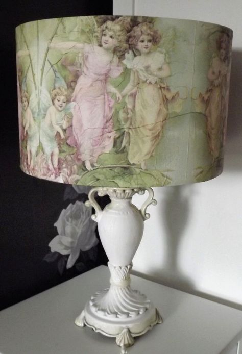 Fairy Angels Lampshade vintage pink green cream shabby chic FREE GIFT | eBay Decoupage Lampshade, Pink And Green Bedroom, Shabby Chic Lamp, Shabby Chic Lamp Shades, Lampshade Makeover, Chic Lamp, Shabby Chic Lamps, Green Bedroom, Shabby Chic Bedroom