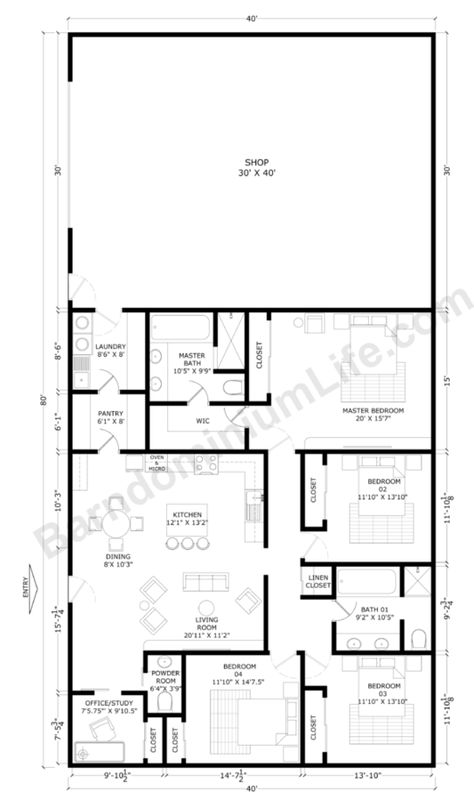 40x100 House Plans, 60x30 House Plans, Homestead Planning, Shed Build, Metal Building House Plans, Metal House Plans, Barn Homes Floor Plans, Barn House Design, Barndominium Plans