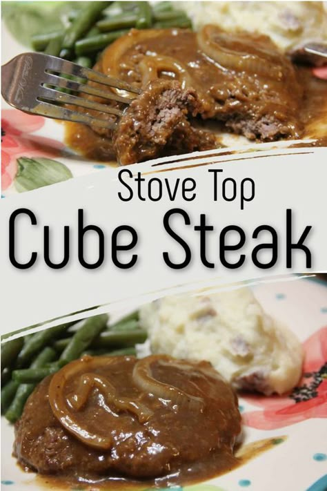 Salisbury Cube Steak Recipe, Top Of Stove Meals, Cubed Stake Recipes, Cubed Steak Cream Of Mushroom, Cube Steak Cast Iron Skillet, Cube Steak And Onions, Cubed Steak With Onion Gravy, Beef Cube Steak Recipes Ovens, How To Cook Cubed Steak On Stove