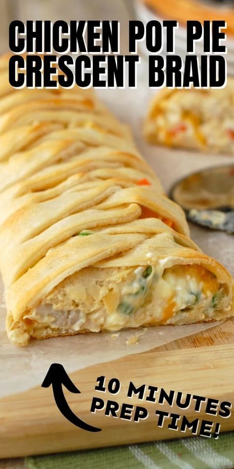 Bread Meals, Crescent Braid, Crescent Roll Recipes Dinner, Crescent Recipes, Braided Bread, Crescent Roll Recipes, Homemade Dough, Pot Pies Recipes, Crescent Roll Dough