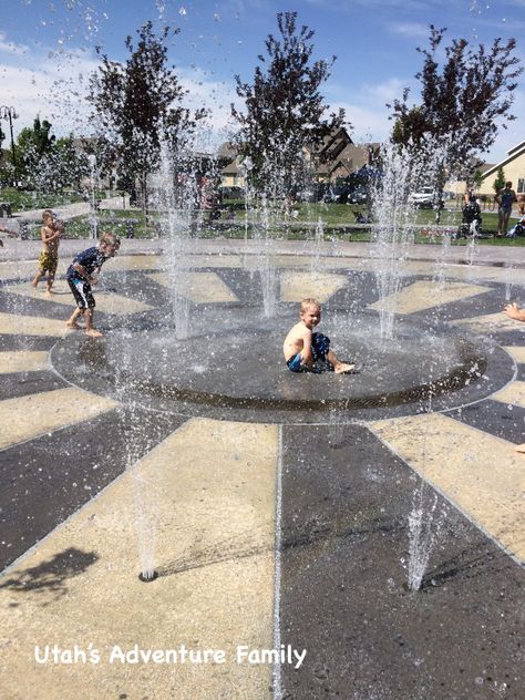 Dry Fountain, Water Park Ideas, Castle Courtyard, Public Playground, Spray Park, Water Playground, Splash Park, Utah Adventures, Adventure Family