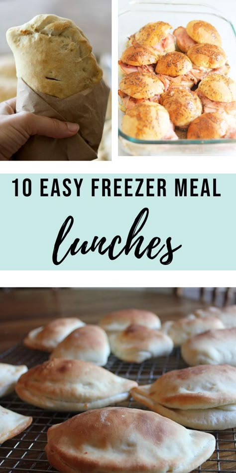 Freezer meals have always saved me at dinner time, but what about lunches?? Here are 10 awesome make ahead lunches you can freeze and use all day ANY day. #easy #freezermeals #lunches | happymoneysaver.com Make Ahead Lunch Freezer Meals, One Handed Lunch Ideas, Easy Meals To Prep And Freeze, Make Ahead Freezer Food, Family Lunch Meal Prep, Fast Meal Prep Lunch, Freezer Friendly Lunch Ideas, Meal Prep Freezer Meals Families, Easy Prep Ahead Lunches