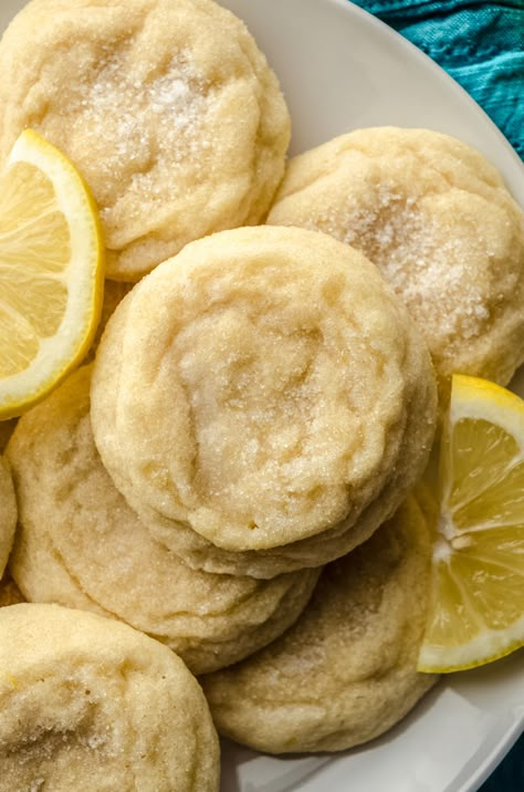 Lemon Sugar Cookies Recipe Chewy Lemon Sugar Cookies, Easy Lemon Cookies Simple, Soft Lemon Sugar Cookies, Soft And Chewy Lemon Cookies, Simple Lemon Cookies, Low Calorie Lemon Cookies, Lemon Powdered Sugar Cookies, Lemon Cookies Recipes Easy, Limoncello Cookies Recipe