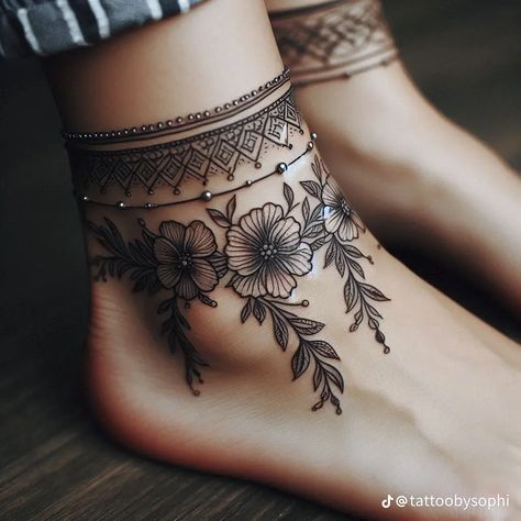 Traditional Ankle Cuff Tattoo, Wrap Around Ankle Tattoo, Ankle Cuff Tattoo, Wrap Around Ankle Tattoos, Ankle Band Tattoo, Ankle Foot Tattoo, Ankle Tattoo Ideas, Spiritual Tattoo, Cuff Tattoo