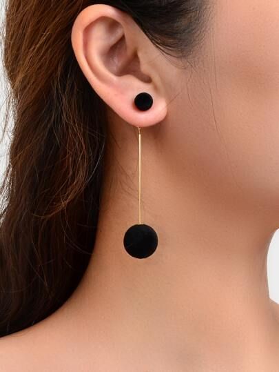 Black Earrings Elegant, Shein Earrings, Black Dangle Earrings, Earring Jacket, Black Statement Earrings, Black Earring, Classy Earrings, Embellished Fashion, Ear Jacket Earring