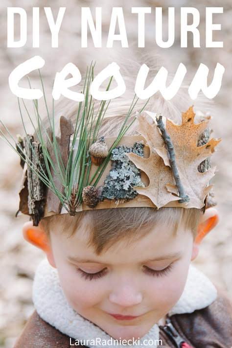 How to Make a DIY Nature Crown for Kids | Easy Nature Activities for Kids Nature Crafts Kids, Nature Crown, Forest School Activities, Diy Nature, Crown For Kids, Nature School, Autumn Crafts, Nature Play, Outdoor Learning