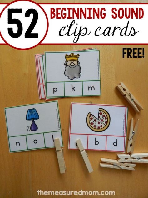 These alphabet cards are a great letter sounds activity for preschool. Plus, they come in an easy and more challenging set for a total of 52 free cards! Teaching Letter Sounds, Letter Sound Activities, The Measured Mom, Measured Mom, Kindergarten Centers, Beginning Sound, Preschool Literacy, Teaching Letters, Letter Activities