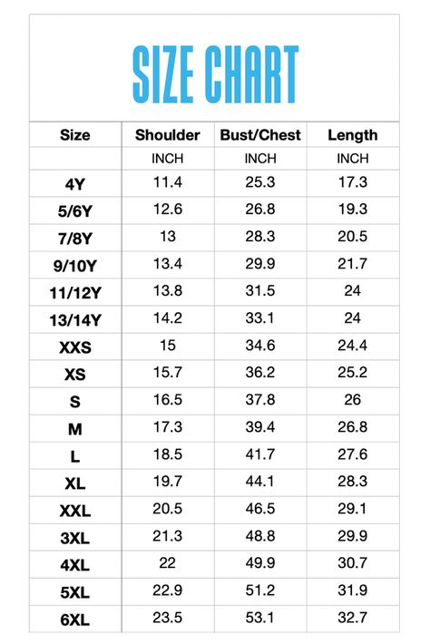 Shoe size chart kids