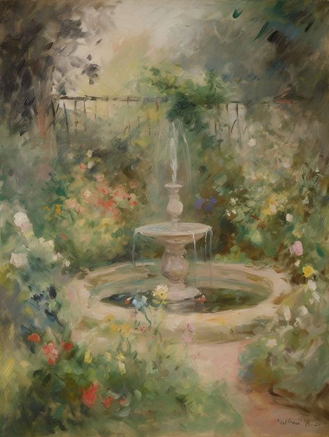 Vintage Italy Painting, Paint Me Like One Of Your French, Rococo Garden Painting, Small Impressionist Paintings, The Secret Garden Painting, French Garden Painting, Romantic Era Paintings Romanticism, Whimsical Garden Painting, Old Romantic Paintings