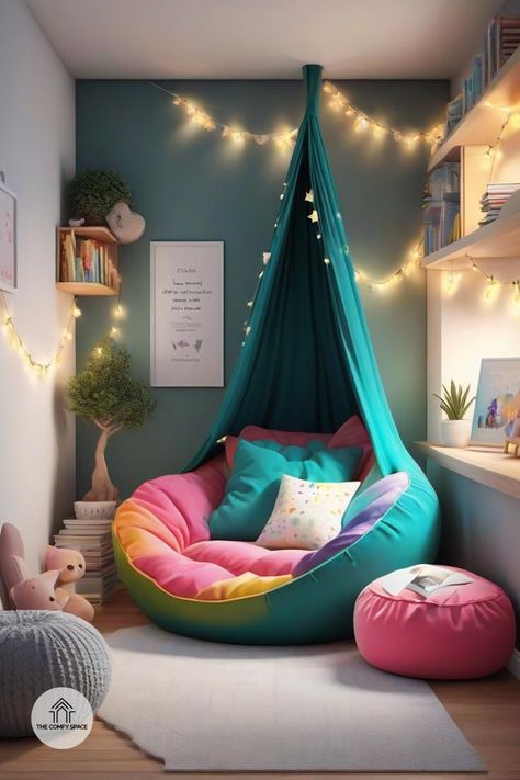 Wondering how to make reading more fun for your kids? A cozy reading nook in their room might be the answer! I’ll guide you through selecting the best location, comfy seating options, and whimsical decor to inspire a love for books. Together, we can create a space that not only looks great but also encourages literacy and creativity. Your kids will thank you! #KidsReading #CozyNook #HomeDecor #InspireCreativity #InteriorDesign Playroom With Reading Nook, Chill Space Cozy Corner, Book Nook Ideas For Kids, Kids Bedroom Reading Nook, Kids Book Nook Ideas, Small Space Reading Nook, Kids Nook Ideas, Reading Nook Ideas For Small Spaces, Reading Corner Kids Bedroom