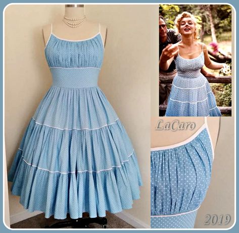 Sewing Summer Dresses, Summer Dress Sewing Patterns, Blue Summer Dress, Blue Summer Dresses, Couture Mode, Summer Fashion Dresses, Elegante Casual, 자수 디자�인, Sewing Design