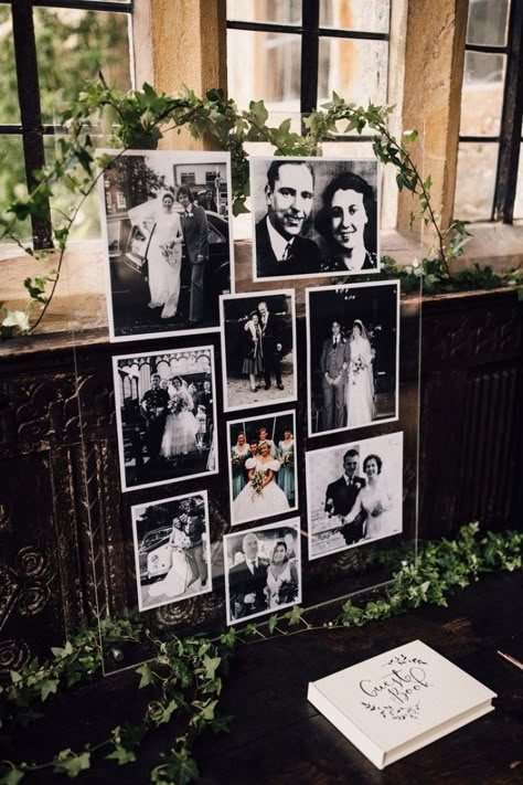 Wedding Photo Display, Monochrome Weddings, Rustic Wedding Decorations, Wedding Display, בר מצווה, Photo Display, 50th Wedding, Wedding 2024, Wedding Mood Board