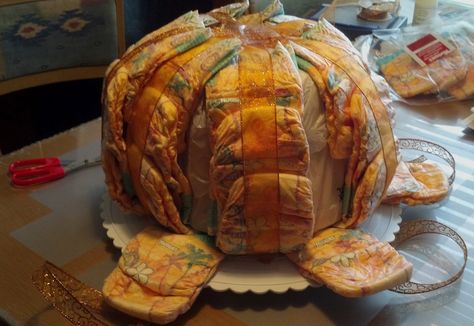 Pumpkin Diaper Cake Boy, Diaper Cake Pumpkin Theme, Little Pumpkin Diaper Cake, Halloween Gender Reveal Party, Twin Diaper Cake, Fall Diaper Cake, Pumpkin Diaper Cake, Kylie Baby Shower, Thanksgiving Baby Shower