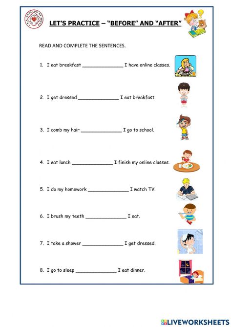 Before After Worksheet, Before And After Worksheets, Teachers Hacks, Welcome Home Decorations, Linking Words, Kindergarten Phonics Worksheets, Kindergarten Phonics, Esl Resources, Community Helper