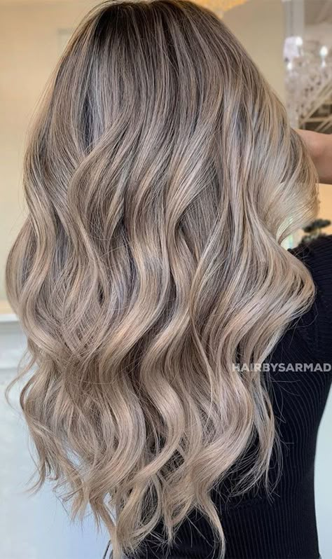 Beige Tone This is the best beige tone I have seen in a long time. This gorgeous hair features long with loose curl in... Best Hair Color Ideas, Beige Blonde Hair, Ash Blonde Hair Colour, Best Hair Color, Beige Hair, Ash Hair Color, Dyed Blonde Hair, Ash Blonde Hair, Brown Hair Balayage