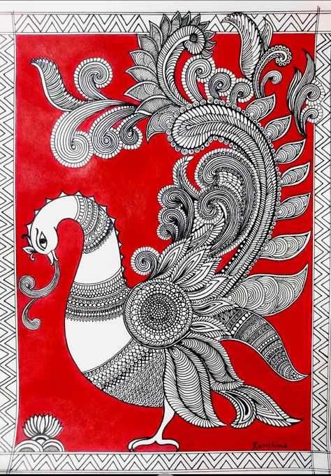 Indian Folk Art: Peacock Kalamkari Art Folk Art Painting Indian Folk Art Painting, Kalamkari Designs Pattern Folk Art, Kalamkari Peacock Designs, Kalamkari Art Easy, Kalamkari Art Design, Kalamkari Art Paintings, Kalamkari Painting Kalamkari Painting Design, Kalamkari Painting Design, Madhubani Art Peacock