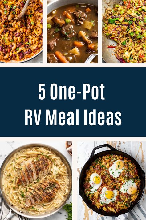 Traveling in an RV with the family can be an incredible adventure, but mealtime doesn't have to be complicated. The key to cooking on the road is simplicity and minimizing clean-up—enter one-pot meals. These easy, family-friendly recipes are perfect for whipping up a hearty dish with minimal effort and maximum flavor, all while making the most of your RV kitchen space.  Here are a few favorite one-pot recipes that will satisfy everyone, from picky eaters to hungry adventurers! Rv Meals For Two, One Pot Meals For Camping, Rv Cooking Recipes, Meals For The Road, Easy Rv Meals, Rv Dishes, Alcan Highway, Rv Food, Rv Meals