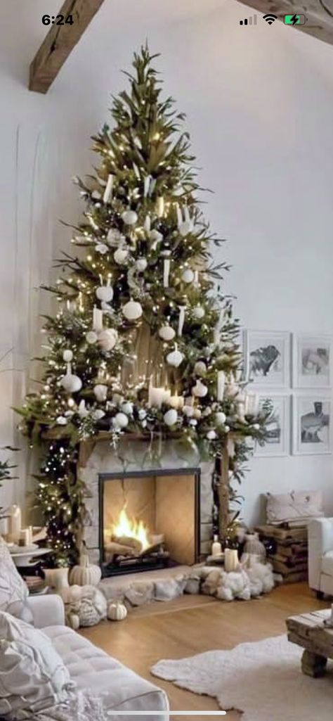 Mirrors Above Fireplace Ideas, Above Fireplace Ideas, Mirror Above Fireplace, Granite Fireplace, Christmas Tree And Fireplace, Wall Christmas Tree, Christmas Tree Decorating Themes, Christmas Fireplace, Christmas Mantels