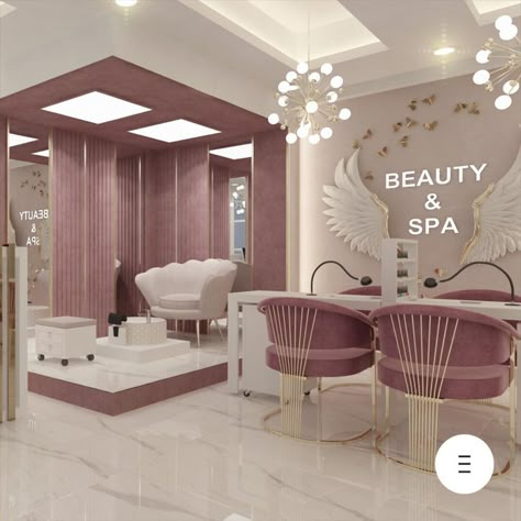 Luxury Beauty Bar, Make Up Studio Ideas Salons Makeup Bar, Pink Salon Aesthetic, Beauty Salon Decor Luxury, Beauty Bar Salon Ideas, Salon Interior Design Ideas, Nail Salon Interior Design, Beauty Salon Interior Design, Beauty Room Salon