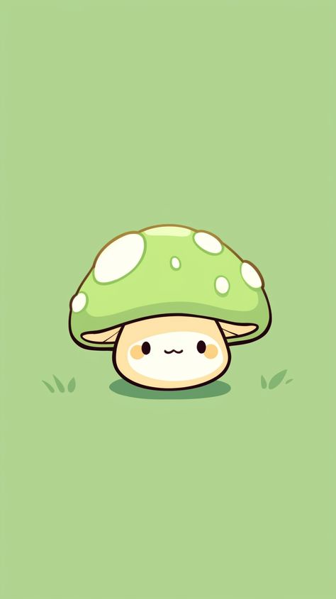 ia art Cute Mushroom Pfp, Cute Pastel Green Wallpaper, Cute Mushrooms Drawing, Mushroom Cute Drawing, Kawaii Mushroom Drawing, Cute Mushroom Aesthetic, Hongos Aesthetic, Cute Mushroom Wallpaper, Cute Mushroom Drawing