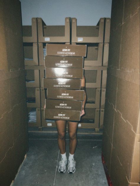 Inventory incoming #warehouse #bts #activewear #inventory Warehouse Aesthetic Business, Warehouse Sale Graphic, Clothing Brand Warehouse Aesthetic, Clothing Brand Warehouse, Photoshoot Bts Aesthetic, Business Warehouse Aesthetic, Start Up Aesthetic, Inventory Aesthetic, Aesthetic Warehouse