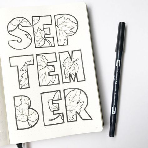 Hello, September! #bulletjournal Monthly Cover Ideas, September Bullet Journal, Letras Cool, Bullet Journal September, Bullet Journal Month, Bullet Journal Cover Page, Bullet Journal Cover Ideas, Bullet Planner, Bullet Journal Weekly Spread