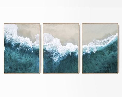 Beach Scenery Canvas Set of 3 Posters Palm Tree Wall Art Print Art Canvas Large Ocean Surf Prints Waves Ocean Wall Hanging Photo Posters - Etsy UK Ocean Waves Photos, Wave Photos, Dishes Sets, Haus And Hues, Turquoise Wall, Turquoise Wall Art, Turquoise Walls, Waves Photography, Wall Art Ocean