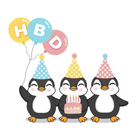 Happy cute penguins celebrating birthday Penguin Birthday Cards, Happy Birthday Penguin, Birthday Penguin, Penguin Birthday Party, Celebrating Birthday, Penguin Theme, Penguin Birthday, Easy Birthday, Birthday Clipart