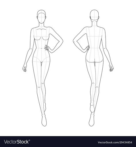 Back Figure Sketch, Back Croquis Fashion Sketches, Fashion Drawing Back View, Front And Back Fashion Template, Design Template Fashion, Fashion Templates Female Front And Back, Croquie Illustration Front And Back, Fashion Template Front And Back, Croquis Fashion Illustration Poses Front And Back