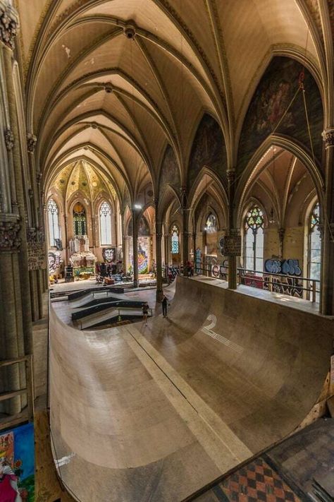 This Abandoned Church Was Purchased By Skaters And Renovated Into A Dream Park Abandoned Church, Concert Hall, Skate Park, Abandoned Places, Santa Barbara, Hogwarts, High Quality Images, Cali, Melbourne