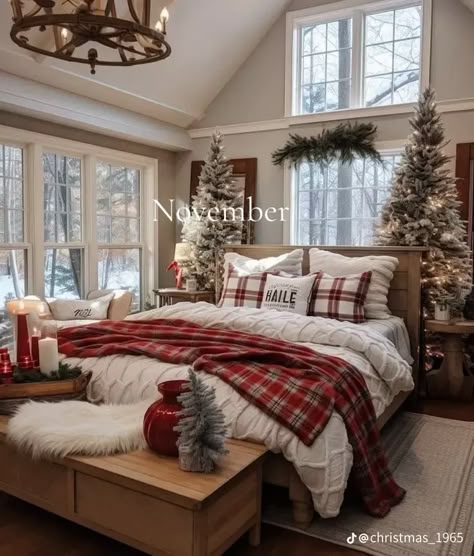 Christmas Beds, Christmas Rooms, Christmas Bedrooms, Christmas Bedroom Decor Ideas, Christmas Bedroom Ideas, Bedroom Christmas Decor, Christmas Bedroom Decor, Holiday Bedroom, Winter Bedroom