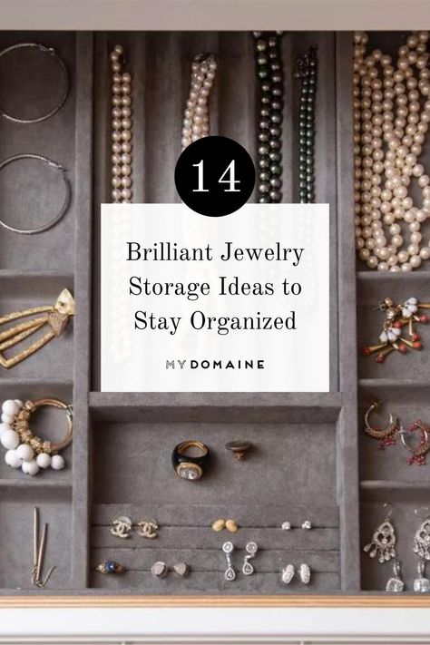 How To Store Jewelry In Closet, Jewlrey Organization Display In Closet, Vintage Jewelry Storage Ideas, Necklace Hanging Ideas, Necklace Stirage, Small Space Jewelry Storage, Practical Jewelry Storage, Costume Jewelry Storage Ideas, Jewelry Storage Drawer