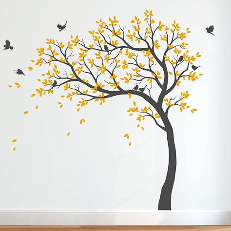 Tree Painting On The Wall, Tree Murals On Wall, Wall Tree Painting, Tree Wall Painting Ideas, Tree Design On Wall, Tree Murals, Woodland Mural, Tree Wall Painting, Vinyl Tree Wall Decal