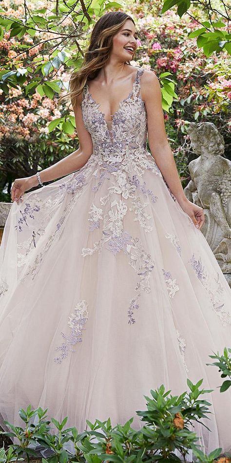 Marvellous Sophia Tolli Wedding Dresses 2019 ★ #bridalgown #weddingdress Wedding Dress With Lilac Accents, Weddibg Dresses, Lilac Wedding Dresses, Faerie Wedding, Lavender Wedding Dress, Sophia Tolli Wedding Dresses, Wedding Corset, Purple Wedding Dress, Sophia Tolli