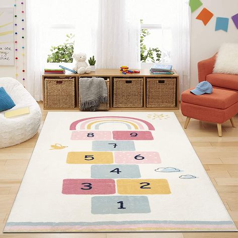 Kids Bedroom Carpet, Educational Playroom, Hopscotch Rug, Rainbow Girls Room, Playroom/living Room, Mat For Bedroom, Carpets For Kids, Kids Area Rugs, Playroom Nursery