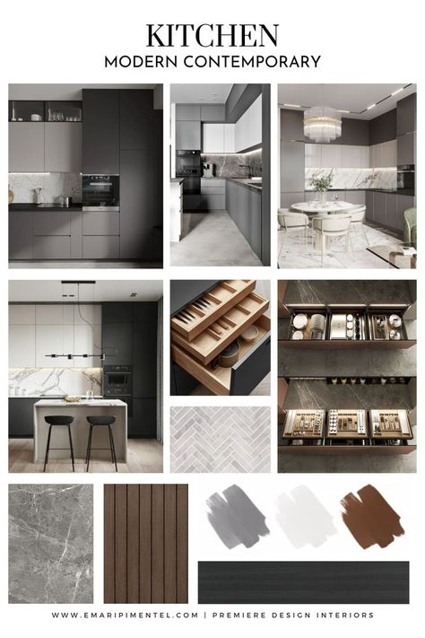 Kitchen Moodboard Contemporary Moodboard, Bachelor Kitchen, Modern Contemporary Kitchen Design, Contemporary House Interior, Modern Contemporary Interior Design, Contemporary Style Interior, Materials Board Interior Design, Modern Contemporary Kitchen, Mood Board Interior