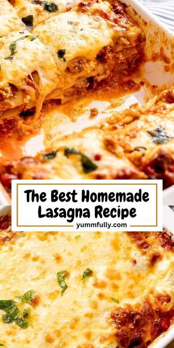 This homemade lasagna recipe is a classic comfort food. Loaded with a rich meat sauce, creamy ricotta cheese filling, and plenty of mozzarella, it’s worth every step! The easy-to-follow instructions ensure a perfect, delicious result every time. Make this for your next family dinner and impress everyone. #LasagnaRecipe #HomemadeLasagna #ItalianDinner #ComfortFood Best Homemade Lasagna, Homemade Lasagna Recipe, Easy Homemade Lasagna, Homemade Lasagna Recipes, Lasagna Recipe With Ricotta, Classic Lasagna Recipe, Best Lasagna Recipe, Best Lasagna, Beef Lasagna