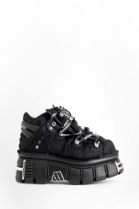 VETEMENTS X NEW ROCK PLATFORM SNEAKER Vetements Shoes, Leather Engraved, Leather Engraving, Orange Sneakers, Man Black, New Rock, Latest Sneakers, Platform Sneaker, Sneakers Blue