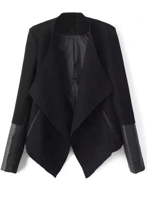 Up to 68% OFF! Faux Leather Panel Asymmetric Draped Jacket. #Zaful #coats Zaful,zaful outfits, zaful sweaters, fashion, style, tops, outfits, blouses, sweatshirts, hoodies, hoodies outfit , jackets, coats, cardigan, sweater, cute sweatshirts, floral hoodie, cropped hoodies, fall, winter, winter outfits, winter fashion, fall fashion, fall outfits, christmas, ugly, ugly christmas, thanksgiving, gift, christmas hoodies, black friday, cyber monday @zaful Extra 10% OFF Code:ZF2017 Draped Jacket, Jacket Store, Look Office, Drape Jacket, Leather Panel, Outwear Coat, Women Jackets, Trending Fashion Outfits, Ladies Tops