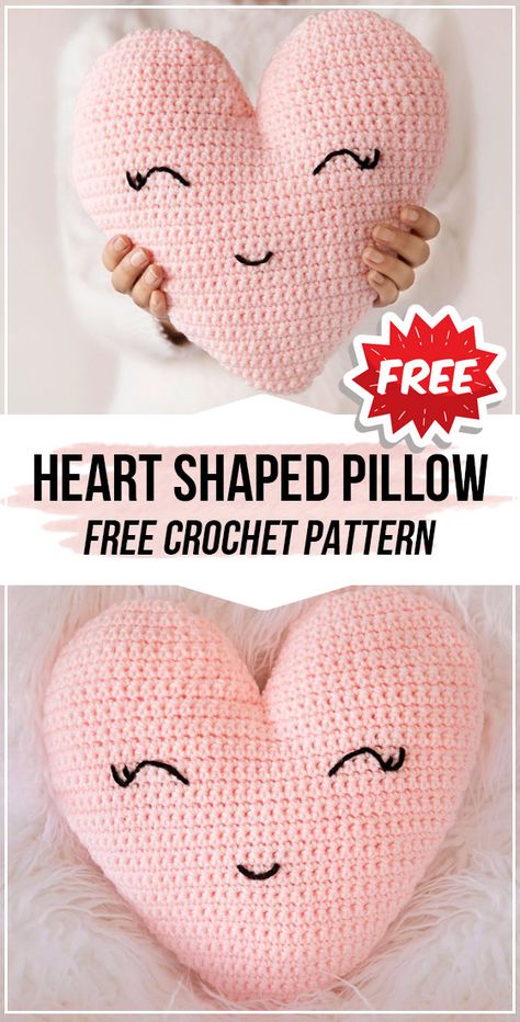 crochet Heart Shaped Pillow free pattern     #Pillow  #crorchet #freecrocehtpattern via @shareapattern.com Heart Shaped Pillow, Crocheted Heart, Diy Crochet Slippers, Crochet Valentine Patterns, Crochet Heart Pattern, Crochet Pillow Pattern, Valentines Patterns, Crochet Frog, Shaped Pillow