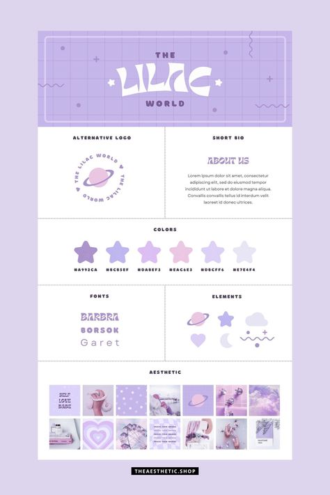 Bold - Serif Font Combinations Computer Color Palette, Lilac Branding, Graphic Design Color Palette, Lilac Color Palette, Color Palette Theme, Lilac Palette, Canva Theme, Logos Aesthetic, Aesthetic Color Palettes