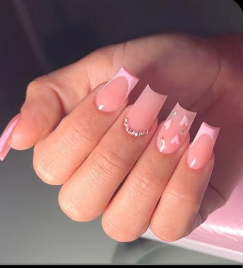 February Nail Inspo 2024 Square, Cute Basic Short Acrylic Nails, B Day Nails Art Ideas, Simple Pink Square Nails, Nail Inspo Square Valentines, Nail Ideas Plain Simple, Nail Ideas Ballerina Shape Short, Simple Nails Design Square, French Tip Small Nails