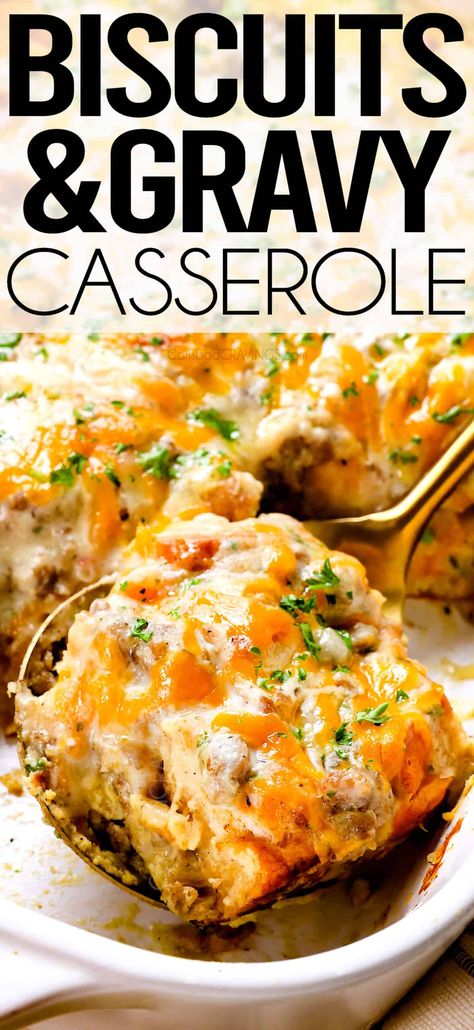 Carls Bad Cravings Recipes, Biscuit Gravy Casserole, Biscuits And Gravy Breakfast Casserole, Sausage Gravy Casserole, Biscuit Gravy, 30 Minute Meals Chicken, Gravy Breakfast, Gravy Biscuits, Country Cafe