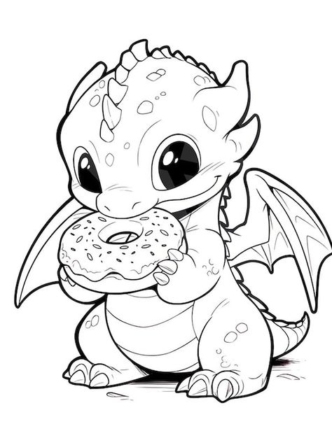 Donut Coloring Page, Baby Dragon Art, Dragon Coloring Pages, Majestic Dragon, Dragon Coloring, Dragon Coloring Page, Adult Coloring Designs, Free Adult Coloring Pages, Dinosaur Coloring Pages