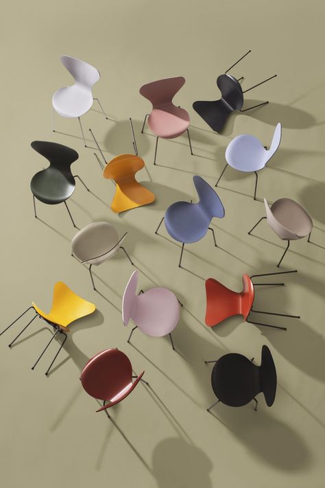 Danish company Fritz Hansen enlists Italian curator and gallerist Carla Sozzani to create a new colour palette for Arne Jacobsen's iconic chair designs Carla Sozzani, Arne Jacobsen Chair, Ant Chair, Plywood Design, Iconic Chairs, Warm Palette, Danish Furniture, Design Master, Arne Jacobsen